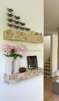 Étagère murale flottante en marbre Ceppo Romano Kunis Breccia beige pour la décoration intérieure du salon, personnalisée par SH STONE