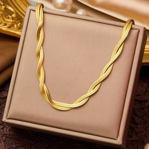 Nuova collana girocollo a catena di serpente in acciaio inossidabile di lusso da donna intrecciata con placcatura in oro gioielli in stile regalo carino - Product Image 6