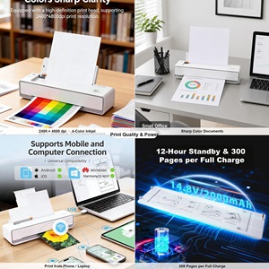 Stampante Portatile A4 per Ufficio, Stampante a Getto d'Inchiostro Wireless con Batteria Ricaricabile per <span class=keywords><strong>Casa</strong></span> e Ufficio - Product Image 3