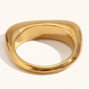 Dingran Roestvrijstalen Vergulde Rechthoekige Ringen Minimalistisch Modeontwerp Met Aanslagvrije Trendy Stijl - Product Image 5