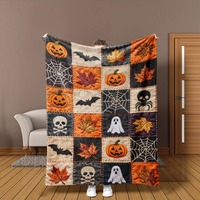 Couverture en flanelle Halloween, motif fantôme, crâne, squelette, légère, résistante à la décoloration, cadeau d'horreur, OEM ODM