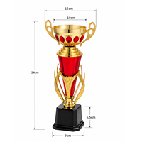Trofeo Rojo Clásico Más Vendido, Trofeo de Fútbol Personalizable, Trofeo con Forma de Ala en el Lateral, Trofeo de Plástico