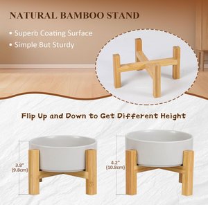 ถาดอาหารสัตว์เลี้ยงป้องกัน<span class=keywords><strong>อาเจียน</strong></span>แบบยกสูงสำหรับลูกสุนัข พร้อมขาตั้งไม้ไผ่ ขายส่งจากโรงงาน - Product Image 5