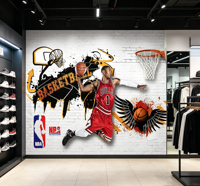 Murale murale 3D personnalisée de basket-ball, art mural de stars de la NBA, papier peint pour chambre de adolescents, salle de sport, salle d'entraînement, décoration de fond