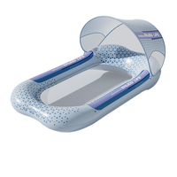 Ming Chan Lit flottant gonflable avec pare-soleil, chaise longue de plage pour adulte, matelas flottant d'extérieur pliable en PVC, bateau de pêche relaxant