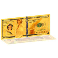 20 ° aniversario Diana Princess UK Bank Note Plastic Gold Silver Plated Banknote