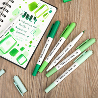 Kmay K-687 6 couleurs double pointe Fineliner stylo vert Collection 6/PCS stylos à base d'eau Blendable pinceau à encre et pointes fines pour les enfants