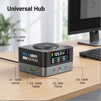 Chargeur rapide GaN 140W 2026 avec affichage LED en temps réel, adaptateur multiport PD pour ordinateurs portables, tablettes et téléphones universels à charge rapide