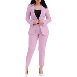2024, venta al por mayor, pantalones Blazer de Color sólido <span class=keywords><strong>para</strong></span> mujer, conjunto de <span class=keywords><strong>dos</strong></span> piezas, trajes de negocios informales <span class=keywords><strong>para</strong></span> primavera y otoño de longitud larga - Product Image 1