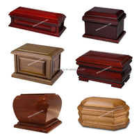 Ataúdes de madera funerarios para adultos de alta calidad Ataúdes Hermoso interior de terciopelo Acabado satinado colorido Cremación de metal de zinc