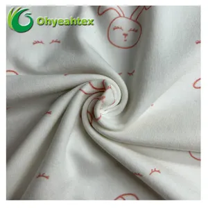 GOTS Certificate Breathable And Soft 95% Organic Cotton 5% Spandex Print Single Jersey Fabric For Baby Clothes