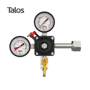 ตัวควบคุมแรงดันก๊าซ CO2 แบบขั้นตอนเดียว ยี่ห้อ Talos พร้อมเกจวัดแรงดันและวาล์วระบายแรงดัน สำหรับระบบเบียร์ - Product Image 1