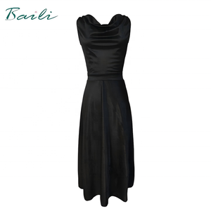 Abito da ballo midi Baili BC032010 in raso senza maniche con scollo a cappuccio, gonna svasata a <span class=keywords><strong>vita</strong></span> <span class=keywords><strong>alta</strong></span> con spacco, <span class=keywords><strong>costume</strong></span> da balletto da donna - Product Image 1