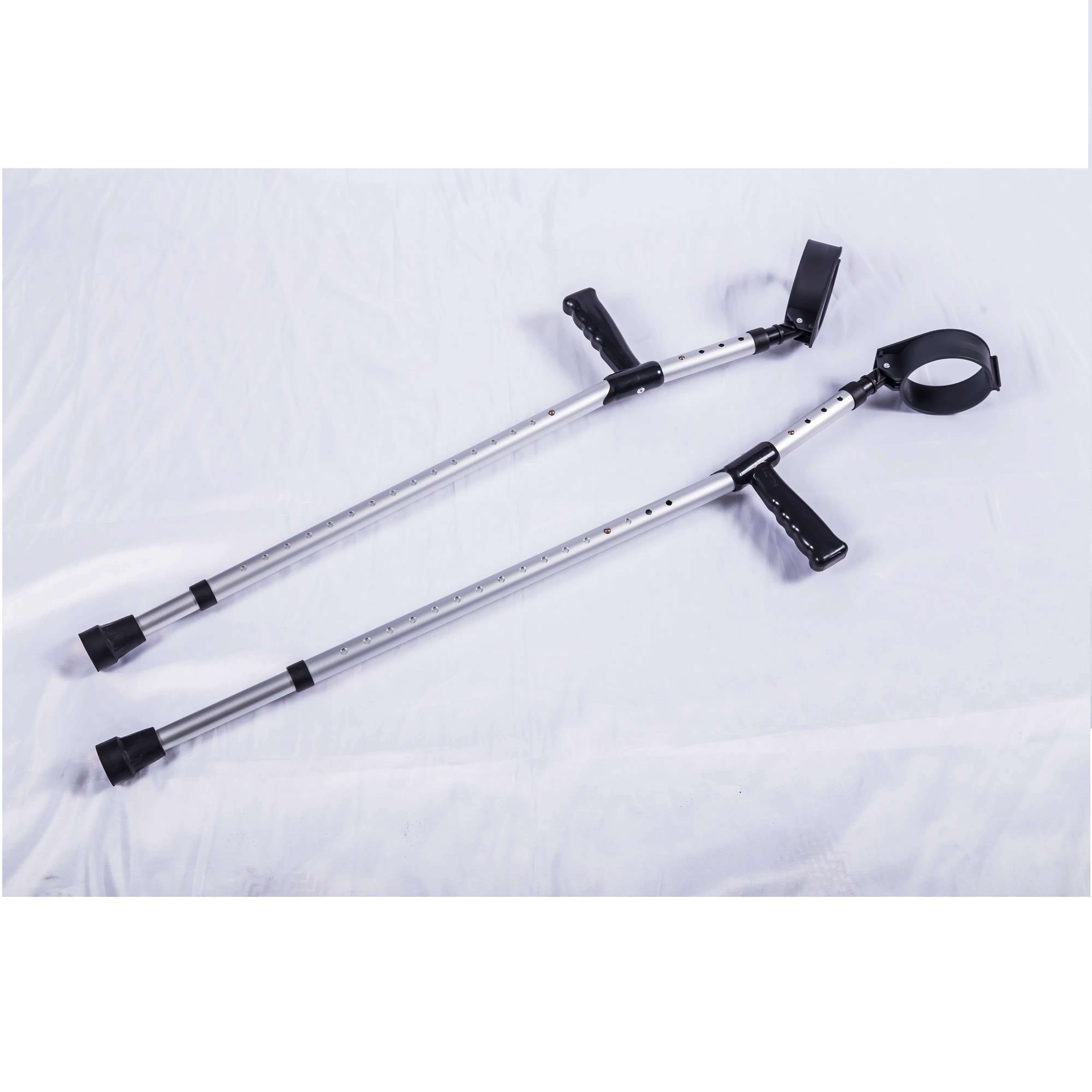 Medically adjustable aluminum forearm walking elbow crutches