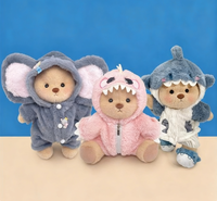 Ours en peluche mignon de 30 cm avec vêtements d'animaux, jouets en peluche pour enfants, vente chaude