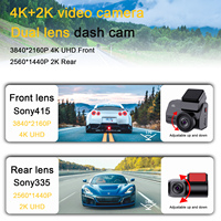 Vente chaude 2 pouces 2 objectifs 4K caméra de tableau de bord de voiture dashcam 4k + 2k wifi GPS 4K dashcam doble camara avant et arrière double objectif 4K dash cam