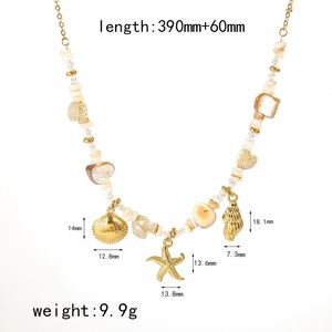 18K Gold Waterproof Stainless Steel Trendy Women's Ocean Series Pendant Necklace with Heart Cut Beach Sea <b>Shell</b> <b>Bracelet</b> - Product Image 3