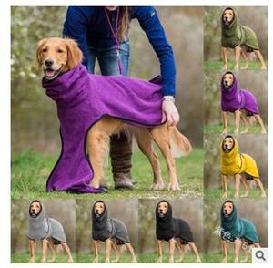 Vêtements pour chiens de couleur unie Serviette à capuche à séchage rapide pour animaux de compagnie Coton chaud pour la saison du printemps Manteau d'hiver épaissi - Product Image 1