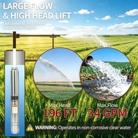 Pompe submersible pour puits profond en acier inoxydable 304, 1 CV |   Débit élevé de 34 GPM, hauteur de refoulement maximale de 196 pieds |   Pompe à eau pour l'irrigation résidentielle et agricole