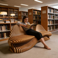 Banc en bois paramétrique de luxe sur mesure, chaise d'attente haut de gamme en bois massif pour écoles, aéroports, hôtels, extérieur, jardin, mobilier commercial