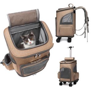 Outdoor Comfort Luxury <b>Soft</b> Breathable Mesh Ventilated Rolling Wheels Pet Travel <b>Carrier</b> Trolley Bag for Dog <b>Cat</b> - Product Image 2