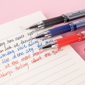Stylo bille semi-gel noir en plastique rouge et bleu pour le bureau et l'école, pointe fine - Product Image 3