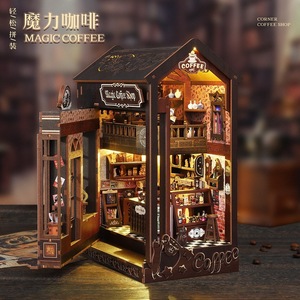 <b>Magic</b> Coffee Diy Wooden House <b>Model</b> SL23 1:18 Scale Coffee Shop Miniature Toy For Youth Gift - Product Image 2