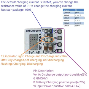 Fuente de alimentación Eletechsup UPS 5V 1A 3,7 V 4,2 V Módulo de descarga de carga de batería de iones de litio para placa MEGA2560 ESP32 <span class=keywords><strong>STM32</strong></span> <span class=keywords><strong>FPGA</strong></span>/CPLD - Product Image 6
