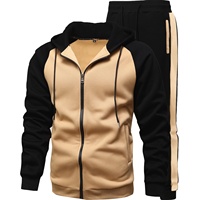 Ensemble de survêtement 2 pièces en polyester pour homme, grande taille, avec veste et legging à cordon de serrage, idéal pour la course et le sport