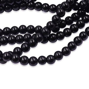 8mm 32inches Length Solid Color <strong>Black</strong> Glass <strong>Loose</strong> <strong>Beads</strong> Non-Fading Jewelry Making Crafting Supplies-Durable High Bulk Wholesale - Product Image 1