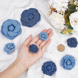 Fleurs en tissu denim en gros pour accessoires de cheveux de bébés filles, fleurs en mousseline, bandeaux de boutique, pinces à cheveux - Product Image 2