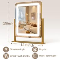 Miroir de maquillage LED haute définition en verre argenté pour table/bureau, idéal pour mariages et anniversaires