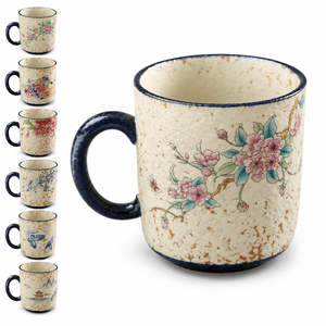 Tazza da Caffè in Ceramica Vintage MSH con Stampa Floreale e Farfalle, Manico Scuro per Cucina Rustica e Caffetteria - Product Image 2