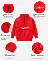 Nouveau Pull Polaire Garçon Automne Hiver 2026, Col Montant Demi-Zip, Coupe Ample, Broderie Lettres, Chaud et Décontracté, Haut Enfant, Vente en Gros