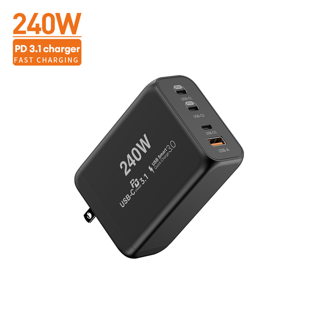 240W GaN Smart Wall Charger 3C1A Ports PD3.1 65W 100W 140W 200W Fast Charging Mobile Phones Laptops OTP Protection EU US Socket