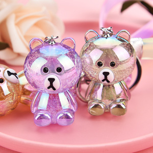 Korean DIY Acrylic Crystal Ice Crack Bubble Transparent Cartoon Bear Animal Doll Pendant Keychain Bag Pendant Key Chain Lanyards