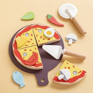 Juego de <span class=keywords><strong>Pizza</strong></span> de Madera al por Mayor, Juguete de Cortar <span class=keywords><strong>Pizza</strong></span> con Bandeja y Aderezos, Juguete Interactivo para el Desarrollo Intelectual de Padres e Hijos - Product Image 6