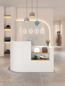 小さなモダンな女性用衣料品店レジカウンターウッド受付デスク美容シンプルバー - Product Image 2