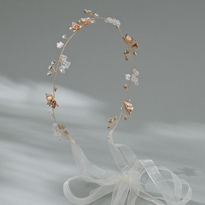 Vignes de cheveux de mariée perles de cristal fleur accessoires de cheveux de mariage diadème casque pour demoiselle d'honneur première <span class=keywords><strong>Communion</strong></span> - Product Image 4