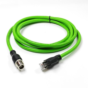 M12 Connector A X D Code 4 8 Pin To RJ45 Plug Profinet Ether CAT5E Ethernet Cat6 Cable Assembly Shielded Wire Harness For Pvc - Product Image 1