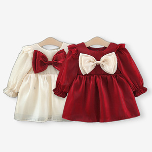Abbigliamento per bambini primavera e <span class=keywords><strong>autunno</strong></span> nuova gonna a maniche lunghe con fiocco per ragazze vestito da principessa per bambini carino - Product Image 1