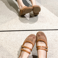 Nouvelles Chaussures Plates de Printemps-Été 2026 pour Femmes : Ballerines Mary Jane Creuses et Respirantes, Confortables et Élégantes en Maille Française
