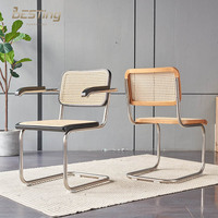 Chaise de salle à manger en rotin, ensemble de siège, en bois massif, de style nordique moderne, de haute qualité tout naturel