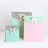 Sac cadeau écologique à rabat imprimé cerises, couleur pastel, pour baby shower, bonbons, snacks, sac en papier fourre-tout, vente en gros