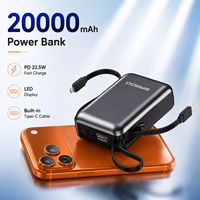 Batterie externe haute capacité 20000 mAh avec affichage LED et charge USB Type-C, PD22.5W, pour téléphone, directement de l'usine