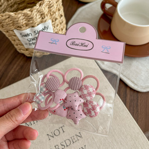 Mini-attaches pour cheveux à motif écossais en forme de cœur, élastiques pour queue de cheval pour enfants, accessoires mignons pour petites filles - Product Image 6