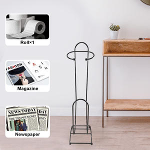 Metallo nero supporto per carta igienica porta giornali wirreware prezzo all'ingrosso carta igienica porta rotolo nero con portariviste - Product Image 2