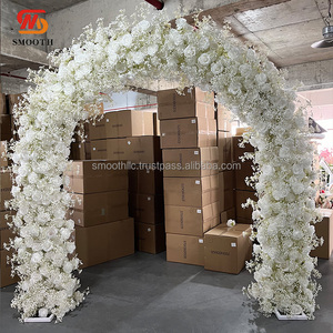 ดอกไม้สีขาวซุ้มงานแต่งงานตกแต่งทางเดินเข้าเวทีจัดงานแต่งงานปรับแต่งได้อย่างเรียบเนียน - Product Image 3