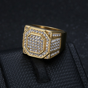 Squisita dichiarazione di lusso argento placcato esagonale gemma incrostato anello da uomo per gentiluomini sofisticati - Product Image 1