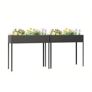 Jardinières en acier galvanisé anthracite, 2 pièces, pots de fleurs durables pour l'extérieur, design moderne minimaliste, forme carrée - Product Image 1